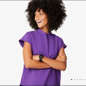 Figs Ultra Violet Space Dye Rafaela Scrub Top